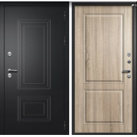 Дверь входная FlyDoors ШТОРМ Букле черный - Дуб сонома светлый с терморазрывом